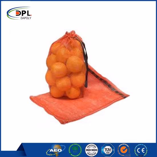 PP Garlic Mesh Bags for Vegetables Carrot PE Mesh Bags Sack with Drawstring Hot for Sell